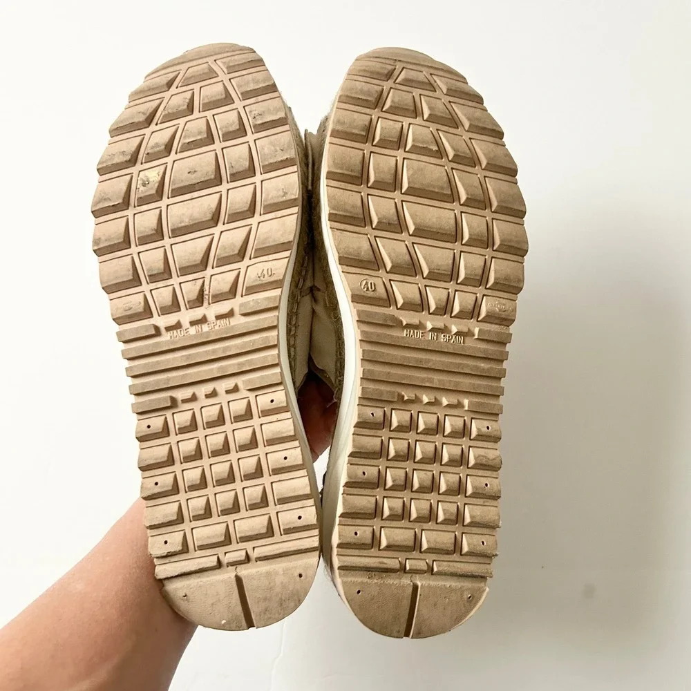 Free People Chapmin Sport Bow Platform Espadrille Slide Sandals Cream EU 40 US 9